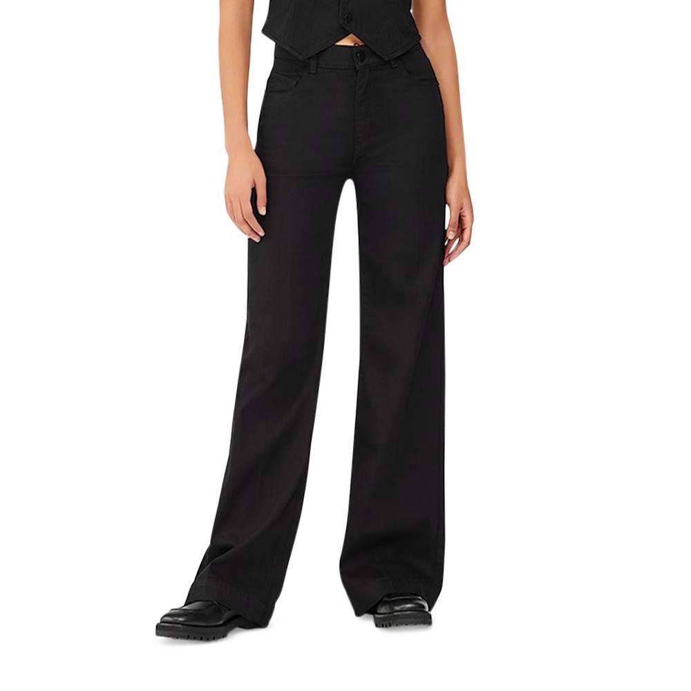 DL1961 Hepburn High Rise Wide Leg Vintage Jeans in Raven